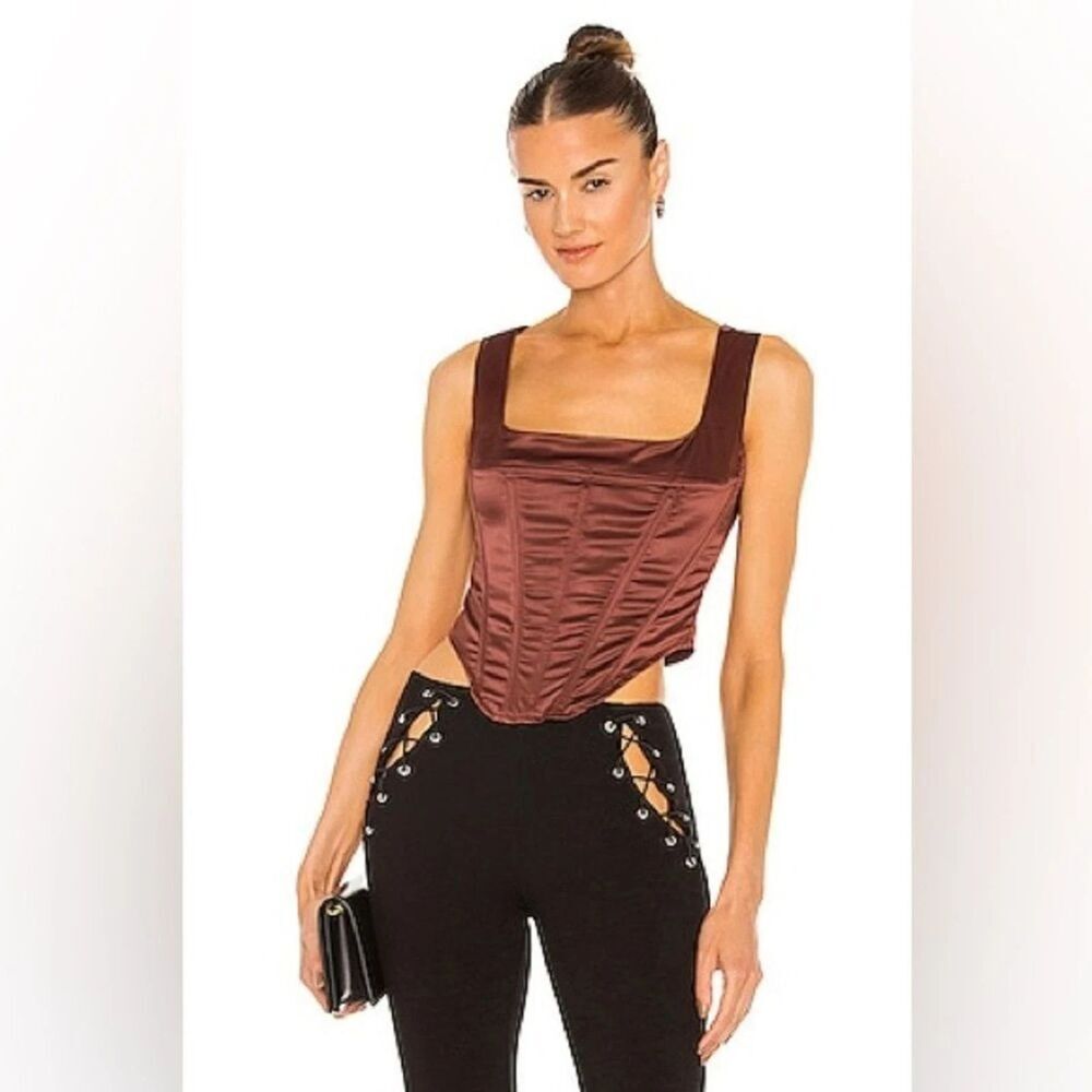 Revolve Miaou Campbell Corset In Brown Women's Medium Sexy Boned Square Neck — image 2 of 8